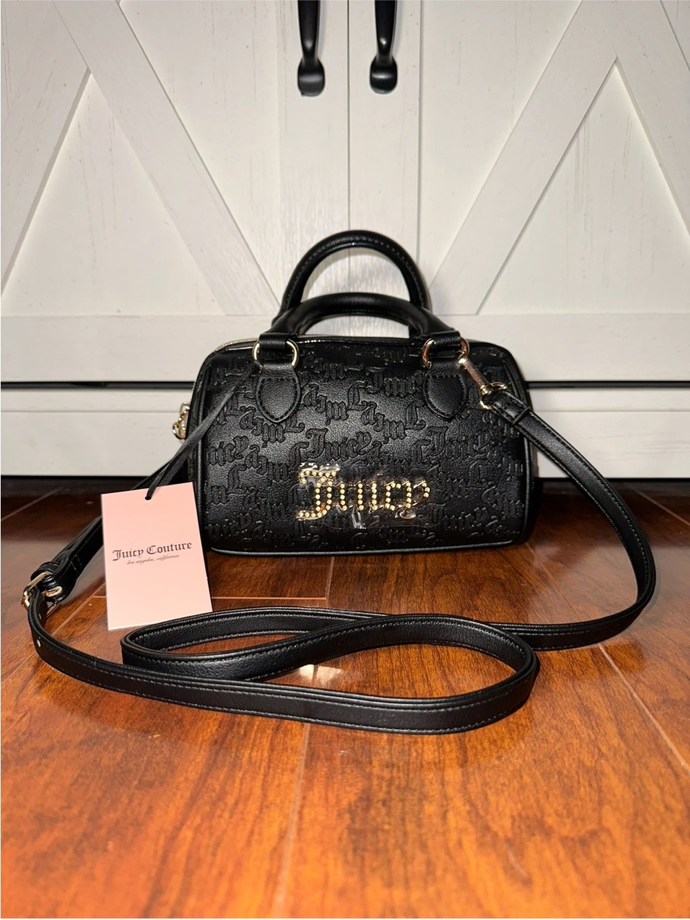 Juicy Couture Semi Charmed Satchel in Liquorice with Embossed Logo